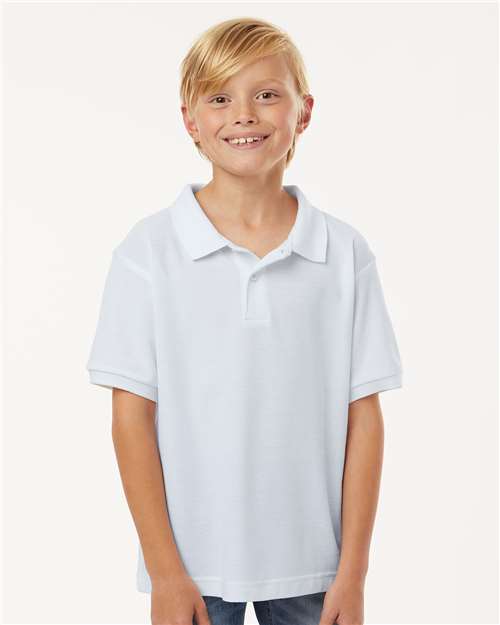 AllPro 62800Y, Youth Pique Polo, White