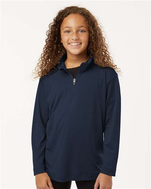 AllPro 41870Y, Youth Pro-lock Performance Quarter-zip Pullover, Navy