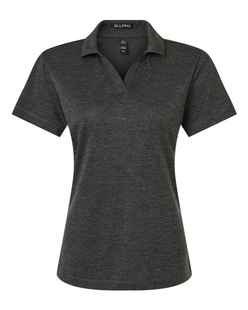 AllPro 4HM00L, Women's Pro-lock Performance Mélange Polo, Black Melange