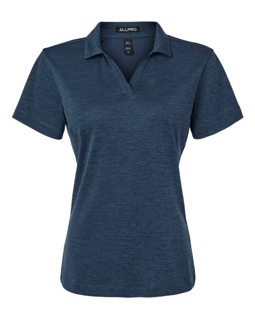 AllPro 4HM00L, Women's Pro-lock Performance Mélange Polo, Navy Melange