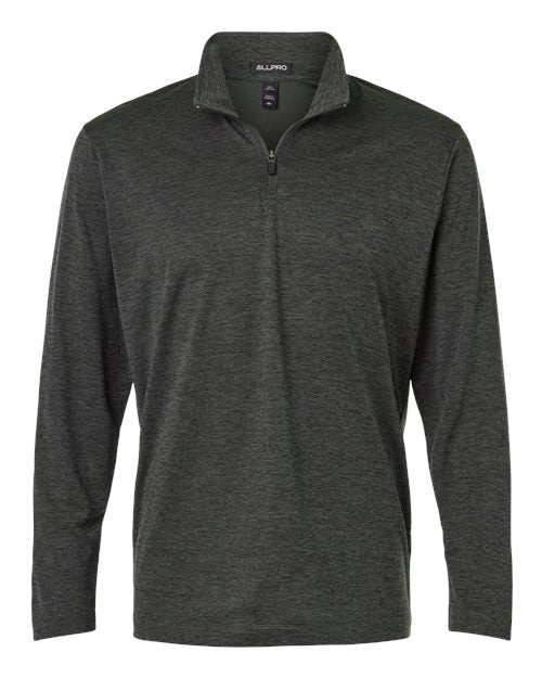 AllPro 4HM700, Men's Pro-lock Performance Mélange Quarter-zip Pullover, Black Melange