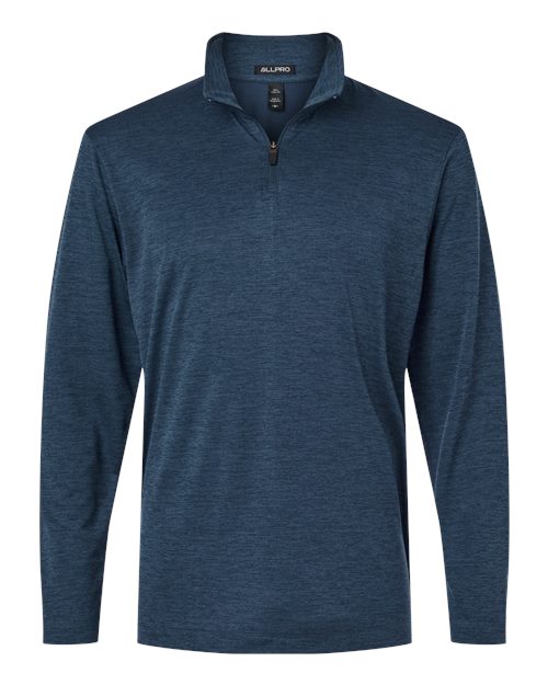 AllPro 4HM700, Men's Pro-lock Performance Mélange Quarter-zip Pullover, Navy Melange