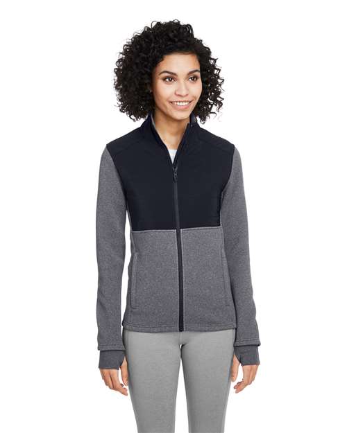 Women's Pursuit Jacket - - 12733 Black Heather Black 462A0 AB Retail Exclusive Brands CA New ab Fleece Full-Zips Jackets New AB Outerwear S&S Deep Deals S&S Exclusive Brands s17299 Spyder Thumbholes Visible Logos Womens Zips