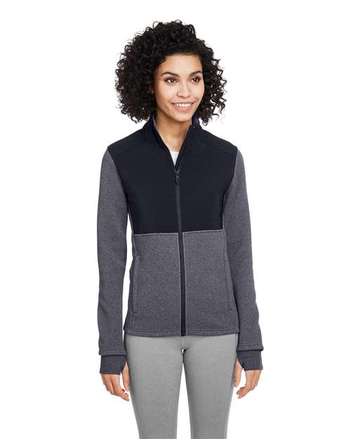 Women's Pursuit Jacket - - 12733 Frontier Heather Black 462A0 AB Retail Exclusive Brands CA New ab Fleece Full-Zips Jackets New AB Outerwear S&S Deep Deals S&S Exclusive Brands s17299 Spyder Thumbholes Visible Logos Womens Zips