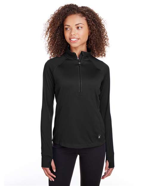 Women's Freestyle Half-Zip Pullover - - 12751 Black M 455A0 AB Retail Exclusive Brands CA New ab Jackets New AB Performance Pullovers Quarter-Zips S&S Deep Deals S&S Exclusive Brands S16798 Spyder Thumbholes Tops Visible Logos Womens Zips
