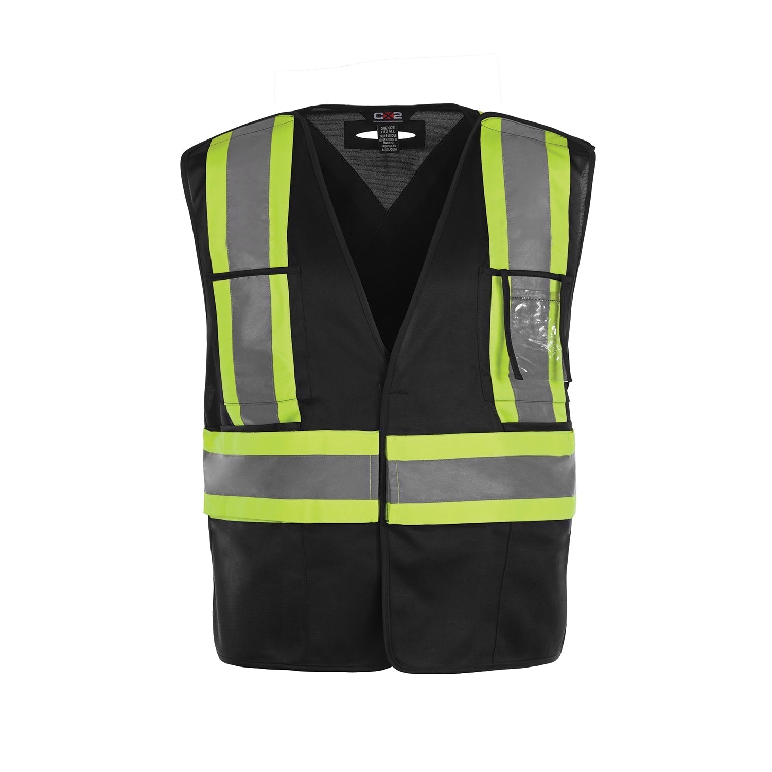 L01170 - Protector - Tricot Hi-Vis 5 Point Tear Away Vest - One Size Black AS 1170 construction vest CX2 Hi-Vis