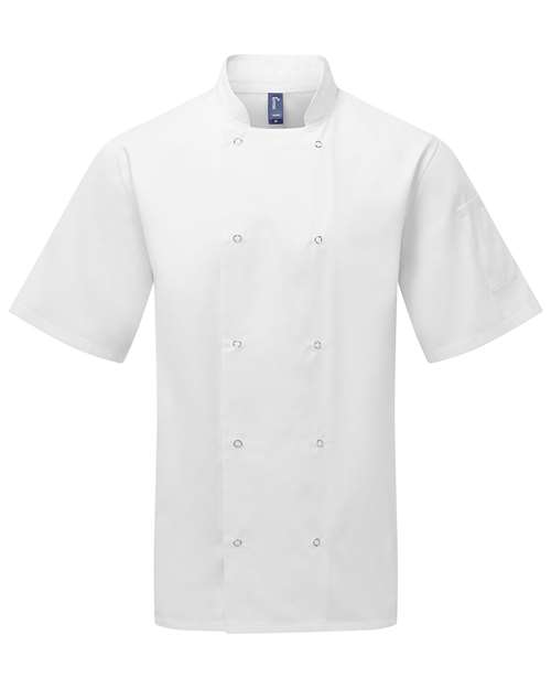 Artisan Collection by Reprime RP664, Unisex Ten Studded Front Short Sleeve Chef Coat, White