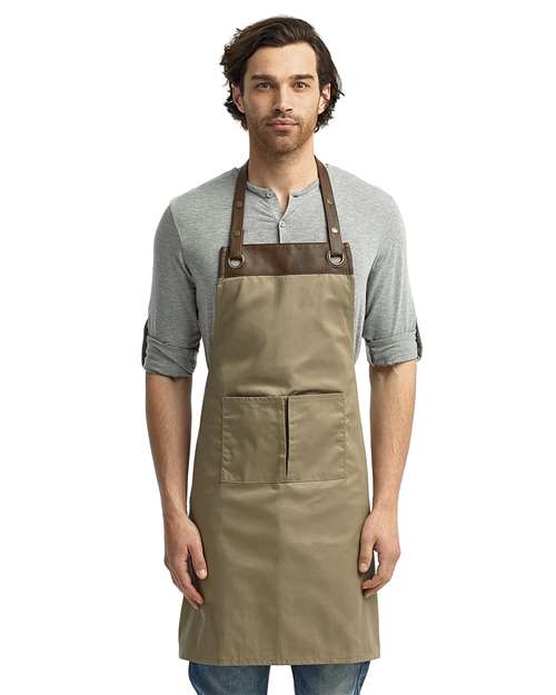 Artisan Collection by Reprime RP123, Espresso Bib Apron, Khaki/ Brown