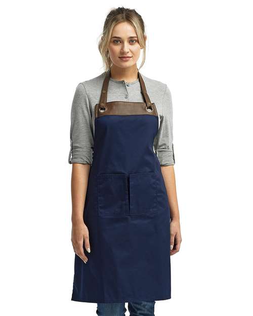 Artisan Collection by Reprime RP123, Espresso Bib Apron, Navy/ Brown