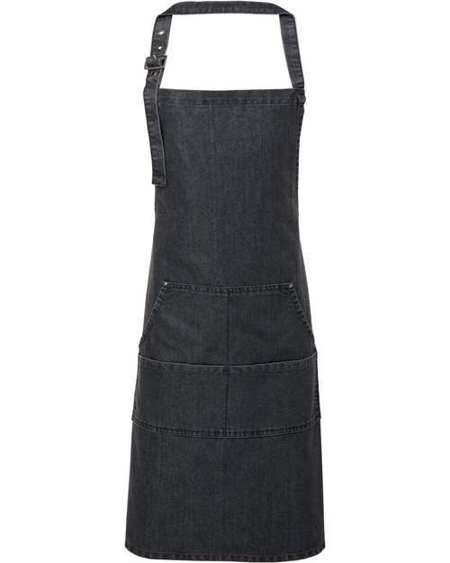 Artisan Collection by Reprime RP126, Jeans Stitch Denim Bib Apron, Black Denim