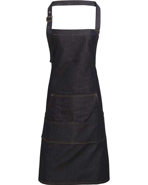 Artisan Collection by Reprime RP126, Jeans Stitch Denim Bib Apron, Indigo Denim