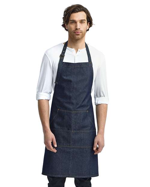 Artisan Collection by Reprime RP126, Jeans Stitch Denim Bib Apron, Indigo Denim