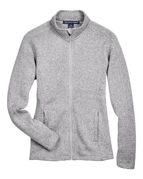 Devon & Jones DG793W, Women's Bristol Full-zip Sweater Fleece Jacket, Grey Heather