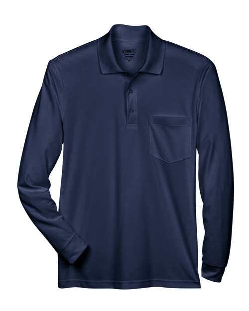 CORE365 88192P, Men's Pinnacle Performance Long Sleeve Piqué Polo With Pocket, Classic Navy