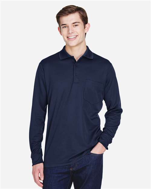 CORE365 88192P, Men's Pinnacle Performance Long Sleeve Piqué Polo With Pocket, Classic Navy