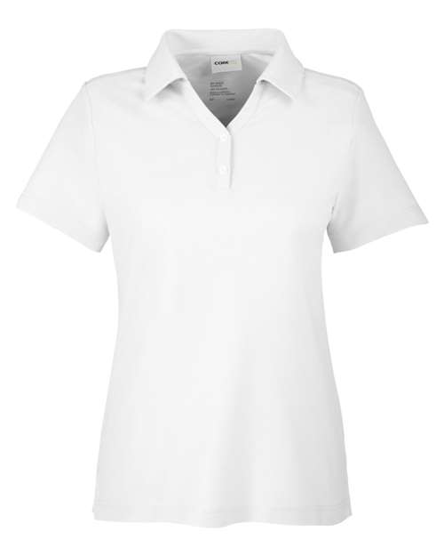 CORE365 CE112W, Women's Fusion Chromasoft Pique Polo, White