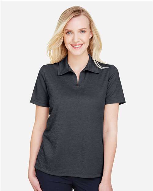 Devon & Jones DG22W, Women's Crownlux Performance Address Melange Polo, Black Melange