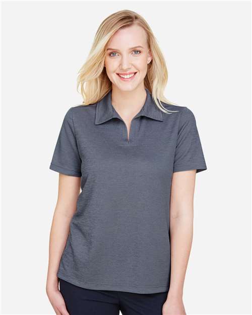 Devon & Jones DG22W, Women's Crownlux Performance Address Melange Polo, Navy Melange
