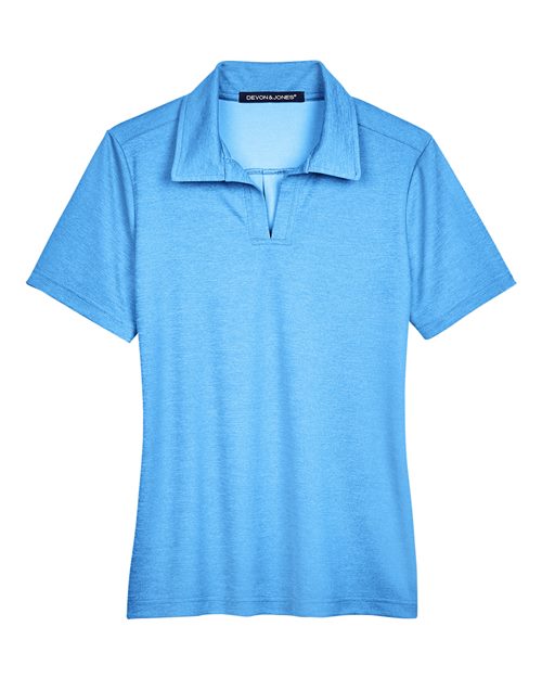 Devon & Jones DG22W, Women's Crownlux Performance Address Melange Polo, Ocean Blue Melange