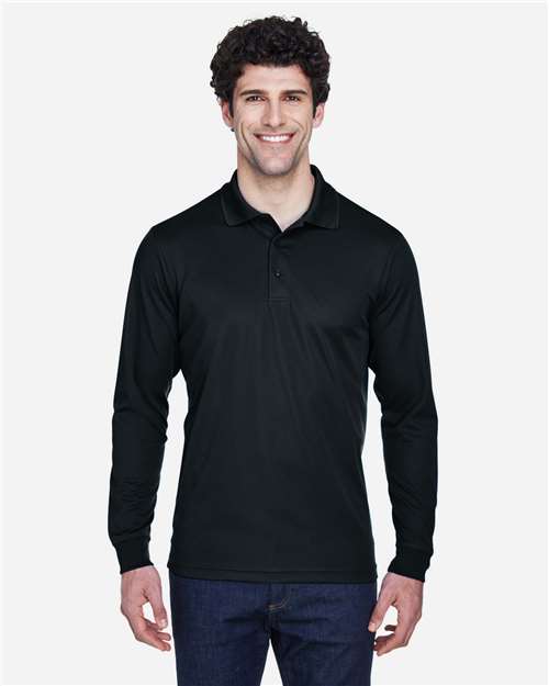 CORE365 88192, Men's Pinnacle Performance Long Sleeve Piqué Polo, Black