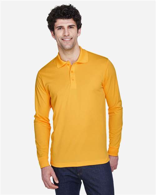 CORE365 88192, Men's Pinnacle Performance Long Sleeve Piqué Polo, Campus Gold