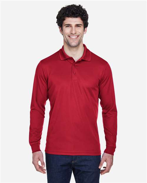 CORE365 88192, Men's Pinnacle Performance Long Sleeve Piqué Polo, Classic Red