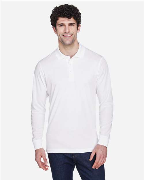 CORE365 88192, Men's Pinnacle Performance Long Sleeve Piqué Polo, White