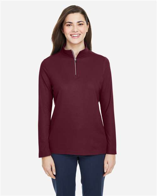 CORE365 CE405W, Women's Fusion Chromasoft Pique Quarter-zip Pullover, Burgundy