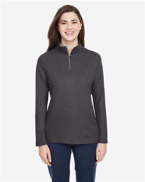 CORE365 CE405W, Women's Fusion Chromasoft Pique Quarter-zip Pullover, Carbon