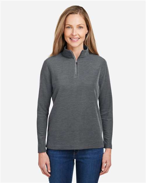 CORE365 CE405W, Women's Fusion Chromasoft Pique Quarter-zip Pullover, Carbon Heather