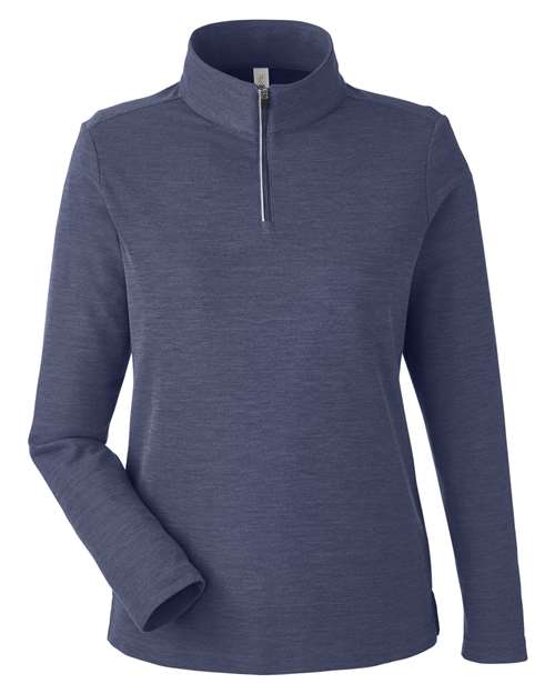 CORE365 CE405W, Women's Fusion Chromasoft Pique Quarter-zip Pullover, Classic Navy Heather