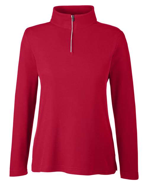 CORE365 CE405W, Women's Fusion Chromasoft Pique Quarter-zip Pullover, Classic Red