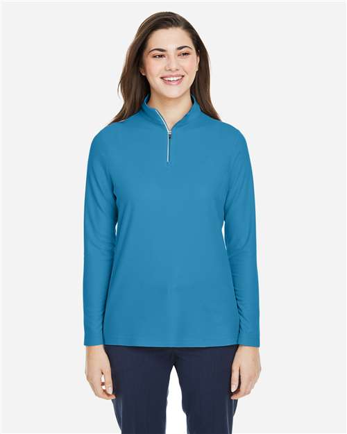 CORE365 CE405W, Women's Fusion Chromasoft Pique Quarter-zip Pullover, Electric Blue