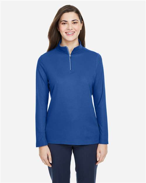 CORE365 CE405W, Women's Fusion Chromasoft Pique Quarter-zip Pullover, True Royal