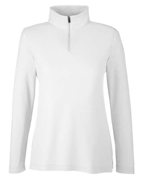CORE365 CE405W, Women's Fusion Chromasoft Pique Quarter-zip Pullover, White