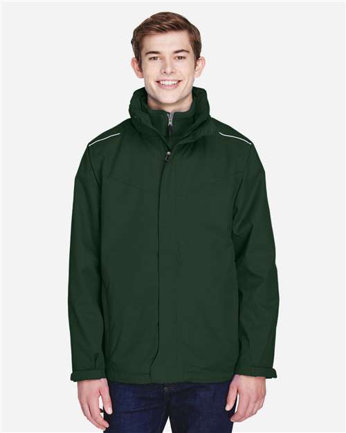 Men's Region 3-in-1 Jacket with Fleece Liner - - 13216 Forest 244A7 88205 AB Exclusive Brands Adjustable CA New ab CORE365 Drawstring Fleece Full-Zips Hooded Jackets Long Sleeves Media Pocket Mens & Unisex New AB Outerwear Performance Pockets Polyester - 100% S&S Deep Deals S&S Exclusive Brands Water Resistant Zips