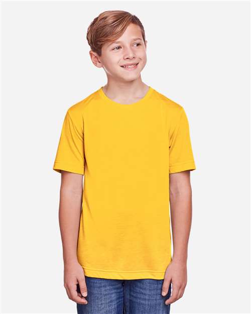 CORE365 CE111Y, Youth Fusion Chromasoft Performance T-shirt, Campus Gold