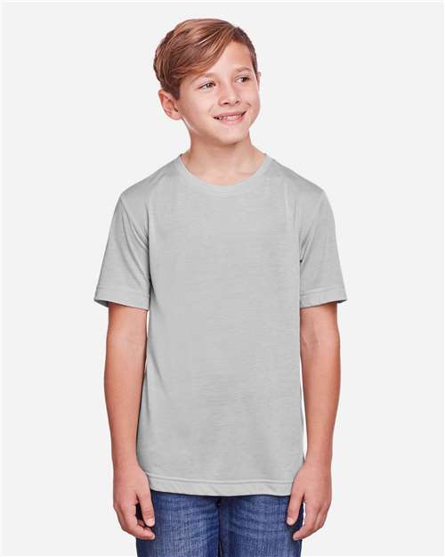 CORE365 CE111Y, Youth Fusion Chromasoft Performance T-shirt, Platinum