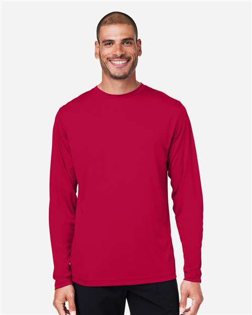 CORE365 CE10L, Unisex Capital Long Sleeve Performance T-shirt, Classic Red