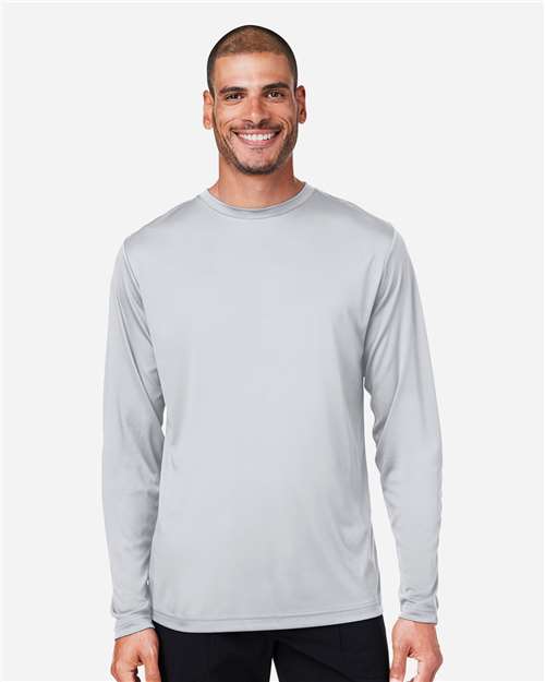 CORE365 CE10L, Unisex Capital Long Sleeve Performance T-shirt, Platinum