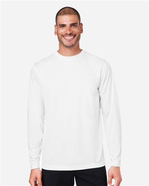 CORE365 CE10L, Unisex Capital Long Sleeve Performance T-shirt, White