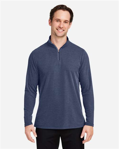 CORE365 CE405, Men's Fusion Chromasoft Pique Quarter-zip Pullover, Classic Navy Heather
