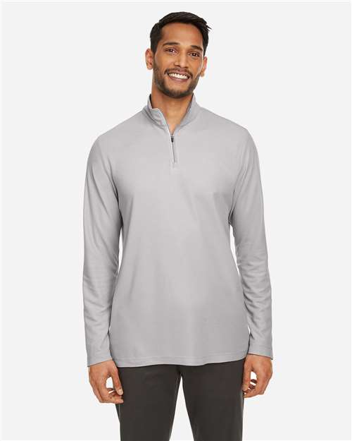 CORE365 CE405, Men's Fusion Chromasoft Pique Quarter-zip Pullover, Platinum