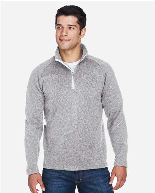 Devon & Jones DG792, Unisex Bristol Sweater Fleece Quarter-zip Pullover, Grey Heather