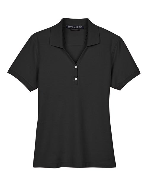 Devon & Jones D100W, Women's Pima Piqué Polo, Black