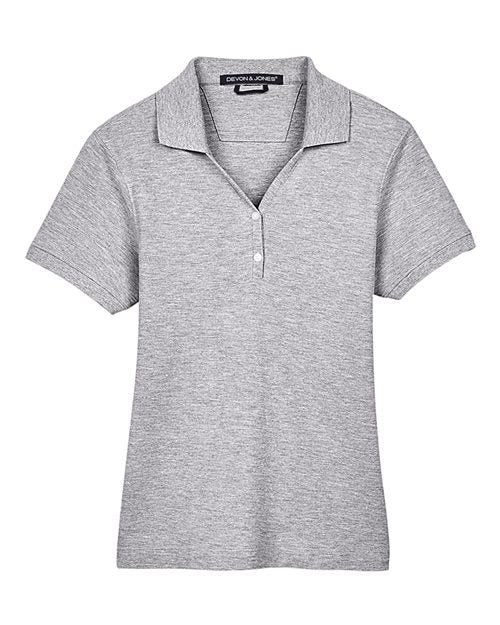 Devon & Jones D100W, Women's Pima Piqué Polo, Grey Heather