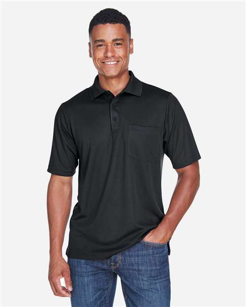 CORE365 88181P, Men's Origin Performance Piqué Polo With Pocket, Black