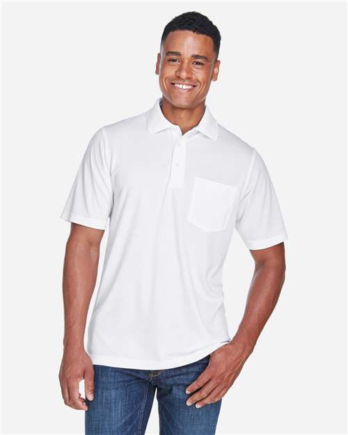 CORE365 88181P, Men's Origin Performance Piqué Polo With Pocket, White