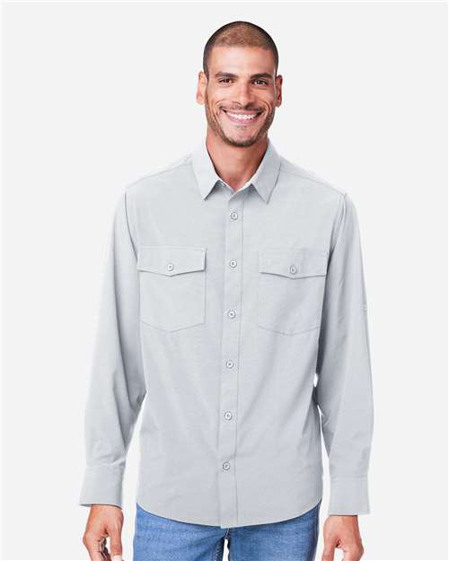 CORE365 CE510L, Men's Ultra Uvp Marina Shirt, Platinum