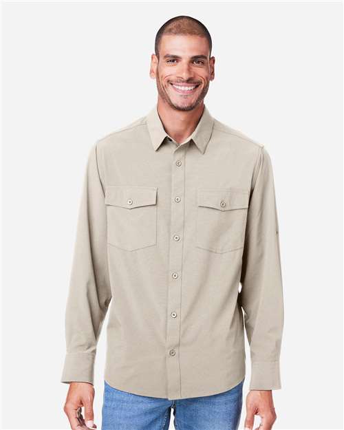 CORE365 CE510L, Men's Ultra Uvp Marina Shirt, Stone
